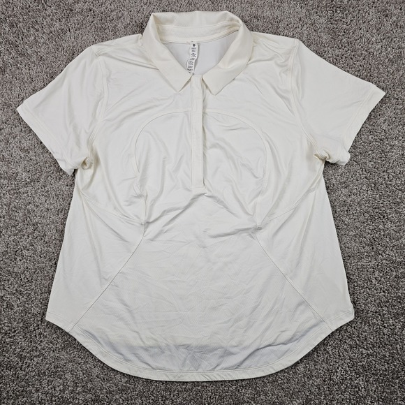 lululemon athletica Tops - Lululemon Quick Drying Short Sleeve Polo Shirt Womens 16 White/Ivory W3EZTS